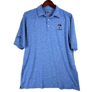 Callaway Mens Large Blue Heathered TopGolf Performance Short Sleeve Polo Shirt